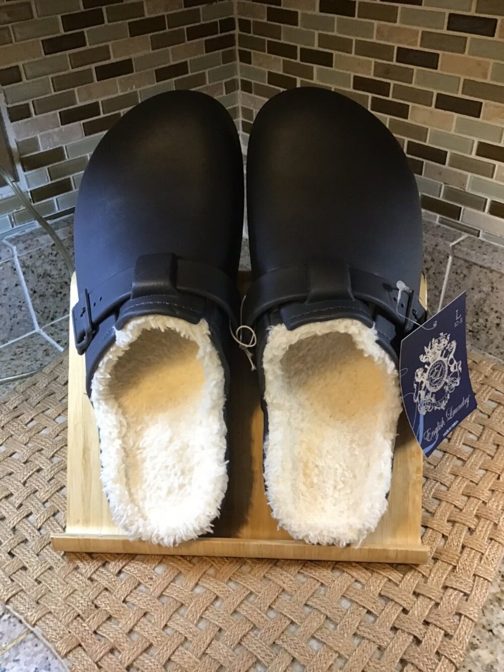 English Laundry Men's Rubber Sherpa-lined Croc/Birkenstock-like Clogs 11-12